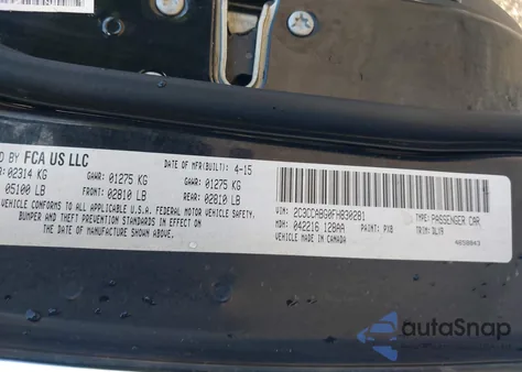 2015 Chrysler 300 300S из США, поврежденный, VIN 2C3CCABG0FH830281